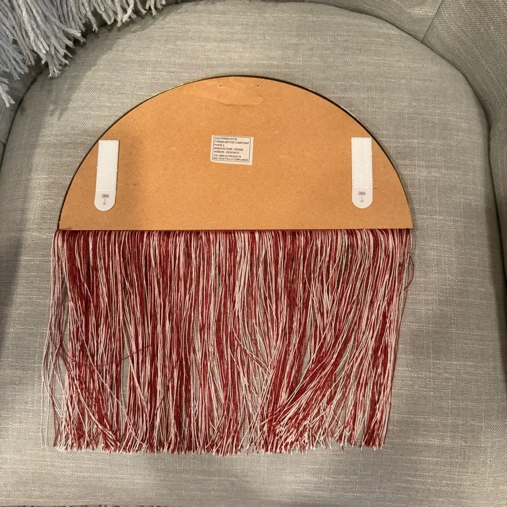 ❤️Boutique - Gold, Red & White Half Moon Wall Mirror with Fringe - OS
